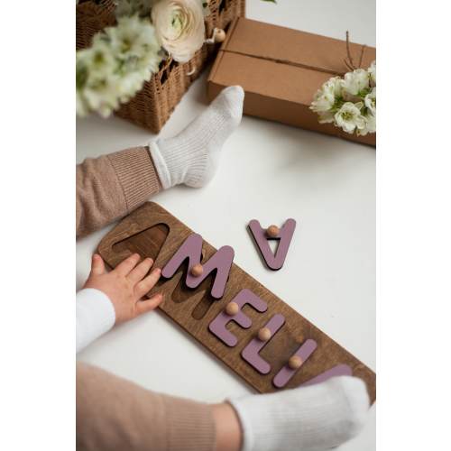 Personalized Name Puzzle, Christmas Gift for Baby, First Birthday Girl Gift , Natural Wooden Toy, Baby&Toddler Birthday Gift