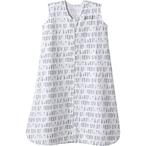 HALO Sleepsack, 100% Cotton Wearable Blanket, Swaddle Transition Sleeping Bag, TOG 0.5, Squares and Triangles, Grey, Large