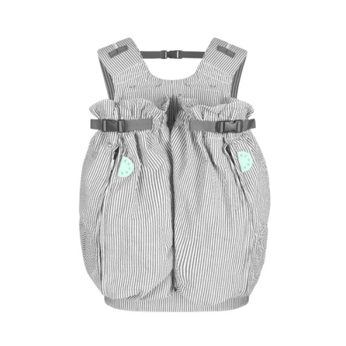 The Weego TWIN Baby Carrier - Grey and White Seersucker