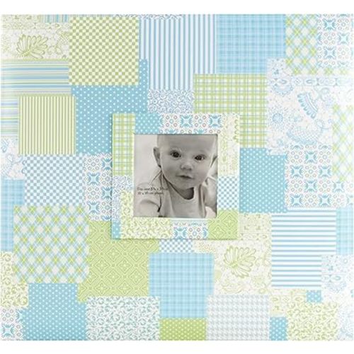 MCS Expandable 10-Page Baby Scrapbook Album with Photo Opening Cover and 12 x 12 Inch Pages, 13.5 x 12.5 Inch, Baby Blue Quilt