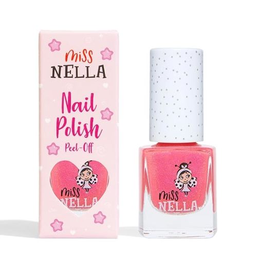 MISS NELLA TICKLE ME PINK – Safe Special Glitter pink Nail Polish for Kids, Non-Toxic & Odor Free Formula for Children and Toddlers, Natural Water Based for Easy Peel Off