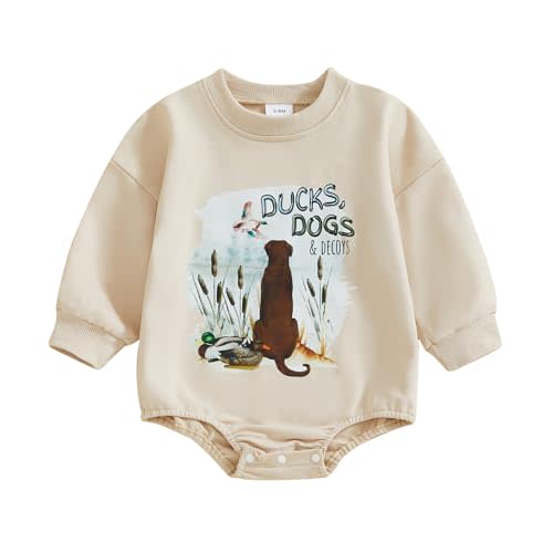 Newborn Baby Boy Girl Hunting Outfit Birthday Mallard Duck Romper | 1st Birthday Mallard Duck Romper Onesie Pne Piece Bodysuit Oversized Sweatshirt Playsuit Spring Fall Clothes