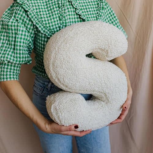 English Letter Soft Initial Throw Pillow - Cozy Alphabet Letter Decorative Cushion, 40*35*10