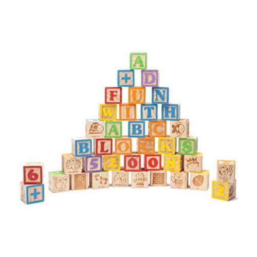 40 Jumbo ABC Wooden Stacking Blocks for Babies, Toddlers & Kids, Safe for 18 Months & Up