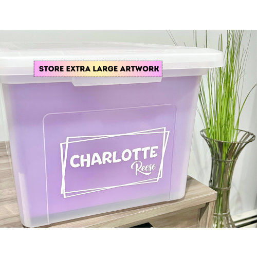 Fully Assembled Kids File Box Milestone Tote Memory Box Organization School Box Storage for Kids Keepsakes Schoolwork Storage Baby Gift