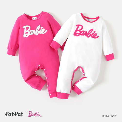 Barbie Baby Girls Rompers 2 Pack Letter Embroidered Long Sleeves Jumpsuits Outfits Sizes 0-24 Months
