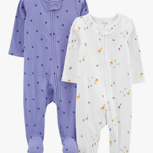 Simple Joys by Carter's Baby Girls' Cotton Footed Sleep and Play, Pack of 2