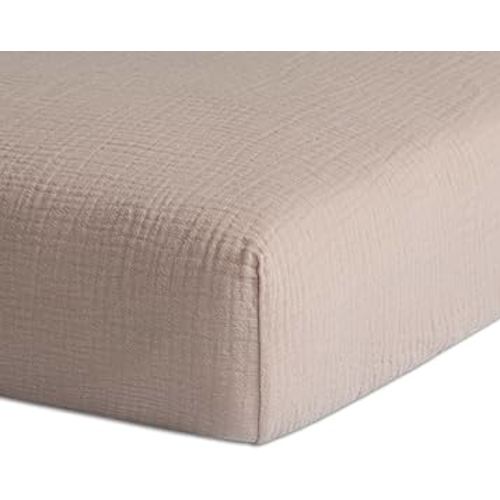 Meracorallo Muslin Fitted Crib Sheet, Soft and Breathable Baby Crib Sheet for Standard Crib and Toddler Mattresses (Blush)