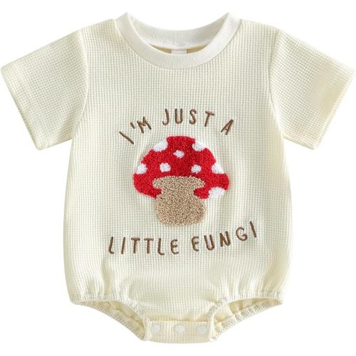 Newborn Girl Boy Mushroom Romper Shirts Infant Baby Summer Clothes Letter Embroidery Short Sleeve Bodysuit Tops