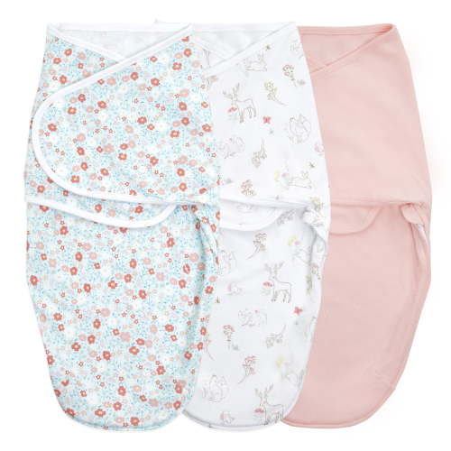 Aden + Anais™ Essentials Wrap Swaddles, Cotton, Fairy Tale Flowers, Unisex, Newborn, 0-3 Mo, 3-Pk