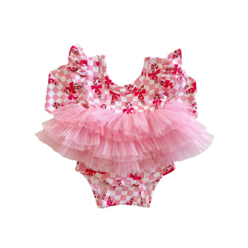 Long Sleeve Tutu Bodysuit, Cotton Candy Candy Cane