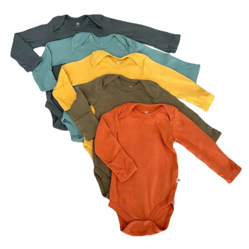 Lot Of 5 Honest Baby Clothing Baby 0-3 Mth Organic Cotton Long Sleeve Bodysuits