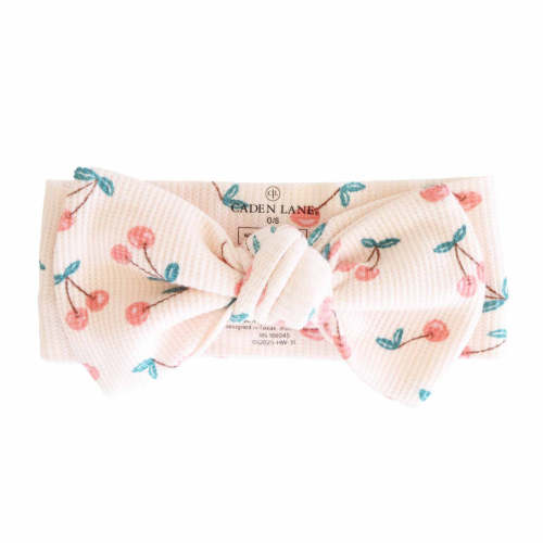 Cherry On Top Bamboo Waffle Knit Large Bow Headwrap