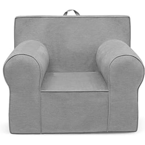 Delta Children XL Cozee Foam Chair - Perfect Size for Kids Ages 18 Months - 12 Years+, Light Grey