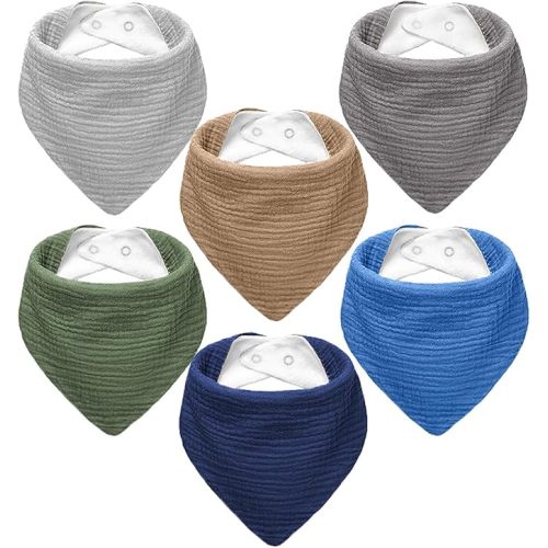Muslin Baby Bibs,Soft Triangular Baby Bandana Drool Bibs for Baby Boy Girl,Solid Colors Bib for Drooling Teething