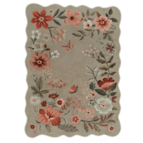 Flore Boho Modern Parisian Floral Brown Area Rug 8x10 - Lahome
