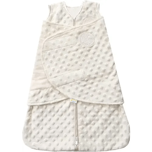 HALO Sleepsack Swaddle, 3-Way Adjustable Wearable Blanket, TOG 3.0, Velboa Plush Dots, Cream, Newborn, 0-3 Months