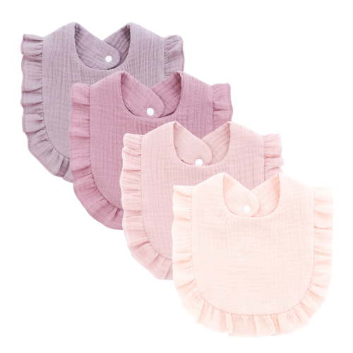 Set of 4Pcs Cotton Bib Baby Feeding Bib Soft & Comfortable Saliva Towel Newborns Burping Cloth for Boys Girls