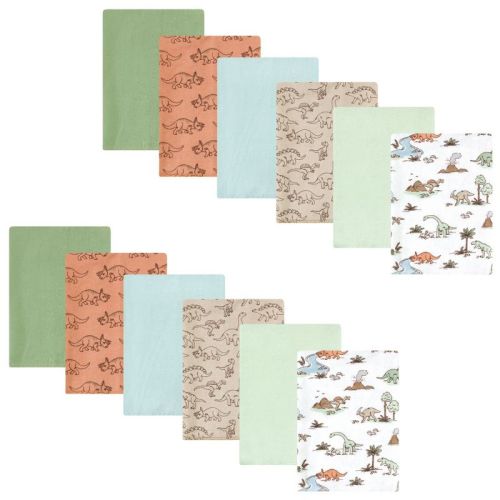 Hudson Baby Cotton Flannel Burp Cloths Bundle, Dinosaur Adventures, One Size