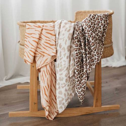 Tiger Stripe Swaddle Blanket, Bamboo Muslin Baby Swaddle, Receiving Blanket, Unisex Infant Wrap, Baby Shower Gift, Tiger Pattern