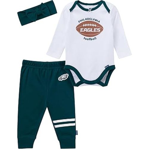 Gerber NFL baby-girls 3-piece Onesie Bodysuit, Pants & Headband Set