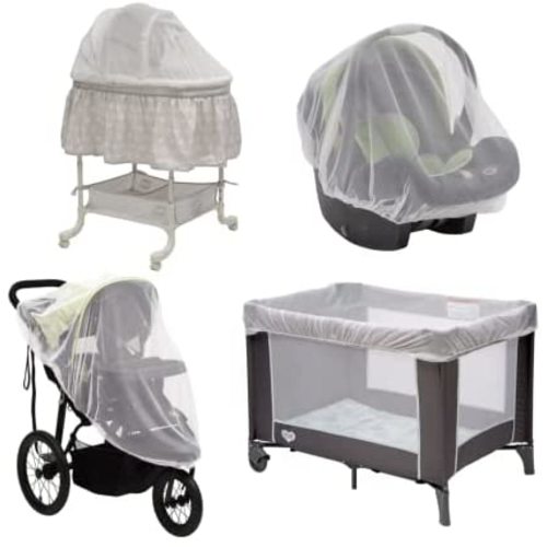 Baby Mosquito and Bug Nets for Strollers & Joggers, Pack n' Plays, Infant Car Seats & Bassinets. 2-Pack. Breathable with Elastic for Easy fit