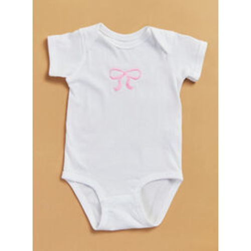Claire Embroidered Bow Bodysuit in White | Tullabee