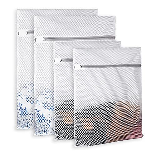 Extra Large Honeycomb Mesh Laundry Bag125gsm Net Fabric Durable and Reusable Delicate Wash Bag,Travel Organization Bag for Lingerie,Clothes,Jeans,Bath Towel,Sock (Set of 4(2L+2XL))