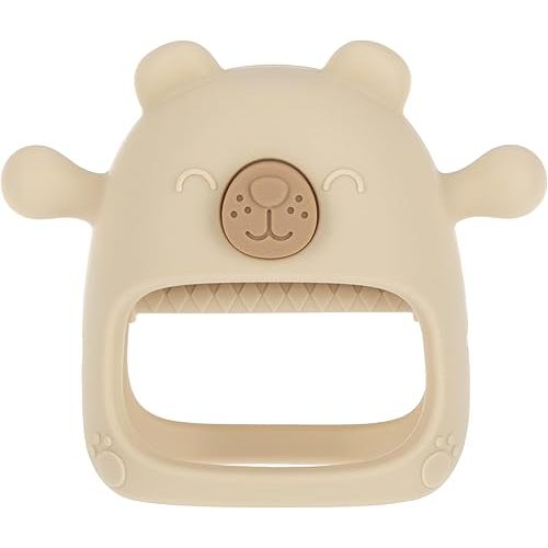 Nuby Silicone Wrist Teething Mitten - Baby Teether Ring - 3+ Months - Brown Bear