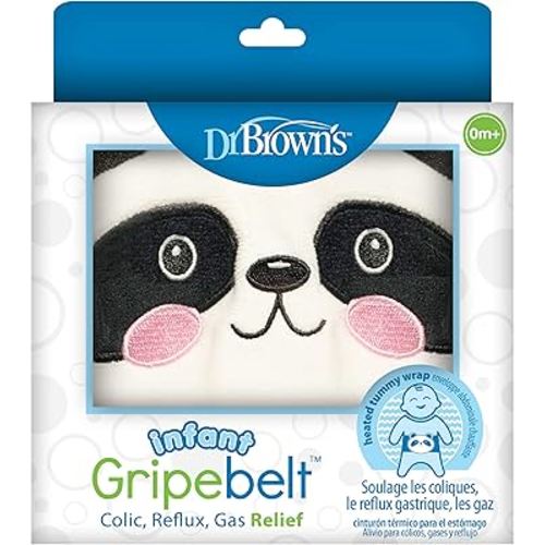 Dr. Brown's Infant Gripebelt Heated Belly Band, Soothe Baby's Tummy with Gentle Warmth and Compression, Panda, 0m+
