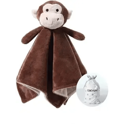 CREVENT Cozy Plush Baby Security Blanket Loveys for Baby Boys with Animal Face, Baby Shower/Birthday Gifts for Newborns Infant Toddler (Brown Monkey)
