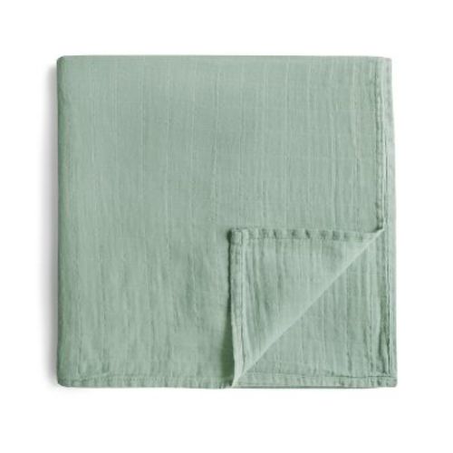 Organic Cotton Muslin Swaddle Blanket Roman Green One Size