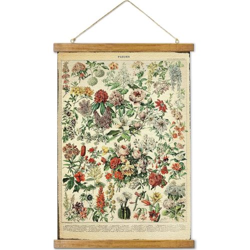 ABoby Vintage Wildflowers Hanging Poster, Retro Style of Botanical Wall Art Prints, Printed on Linen with Wood Frames, Ready to Hang