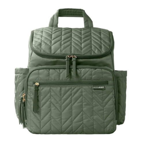 Skip Hop Diaper Bag Backpack: Forma, Multi-Function Baby Travel Bag with Changing Pad & Stroller Attachment, Sage