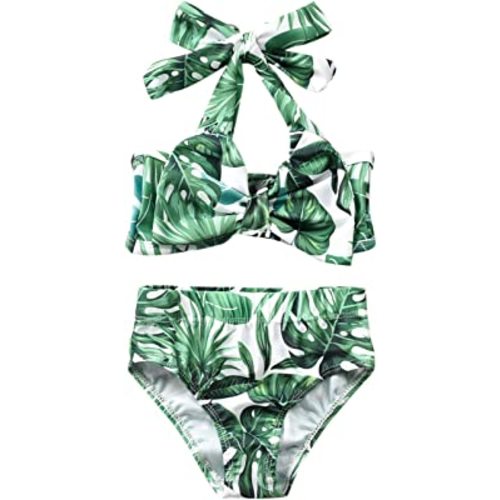 Aalizzwell Baby Girl Bathing Suit, Toddler Girls Two Piece Swimsuit Halter Top Bikini Bottoms Swimming Suit