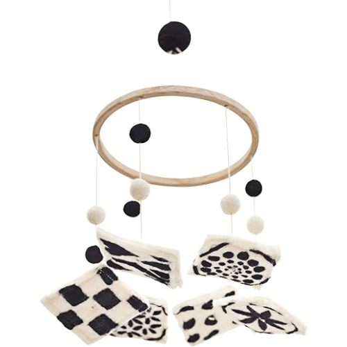 GLACIART ONE Black and White Baby Crib Mobile | Baby Safe High Contrast Baby Toys Wool Mobile, Neutral Baby Room Decor for Baby Boy & Girl | Develops Cognitive, Visual & Motor Skills | Great Gift Idea