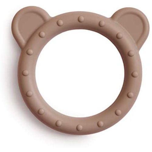 mushie Silicone Baby Teether Toy | Bear (Natural)