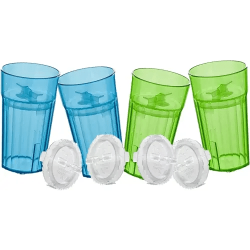 Reflo Smart Cup (Blue & Green 4-Pack) Open Training Cup, Toddler Cup, No Suction 6oz, 360 Control-Flow, USA MADE Premium High-Impact Plastic