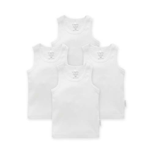 4 Pack Rib Singlet - White Pack - Purebaby