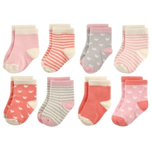 Hudson Baby Infant Girl Cotton Rich Newborn and Terry Socks, Hearts, Size: 0-6 months