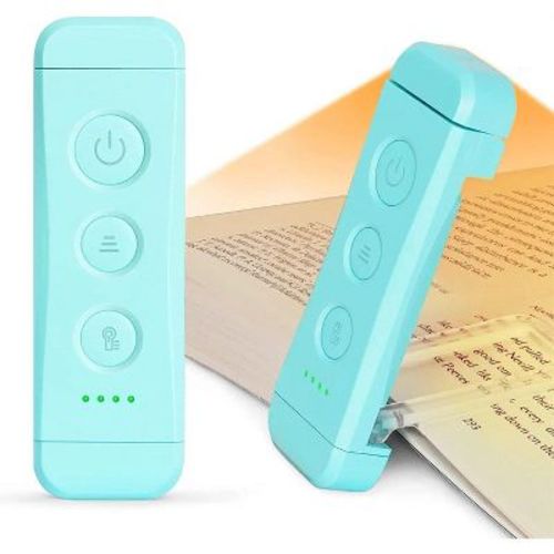 Link Clip On LED Book Light For Reading In Bed Flexible Head Portable Rechargeable Multiple Lighting Colors & Brightness For Adults & Kids -Turquoise