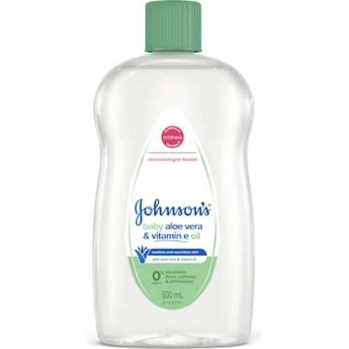 Johnson's Aloe Vera & Vitamin E Gentle Soothing Moisturising Baby Oil 500mL | Woolworths