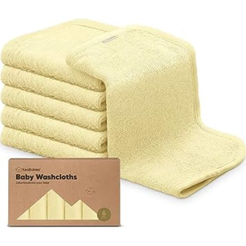 6-Pack Baby Washcloths - Soft Viscose Derived from Bamboo Washcloth, Baby Wash Cloths, Baby Wash Cloth for Newborn, Kids, Bath Baby Towels, Face Towel, Face Cloths for Washing Face(Sunshine)