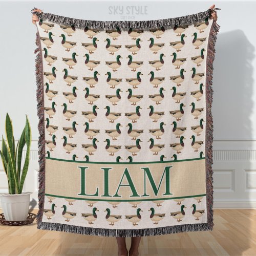 Custom Mallard Duck Hunting Nursery Blanket Personalized Mallard Duck Baby Blanket Gift Duck Nursery Crib Blanket Boy Custom Toddler Blanket