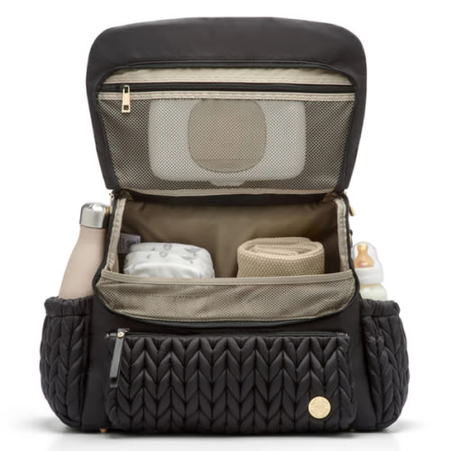 Levy Stylish Diaper Backpack - Black Herringbone