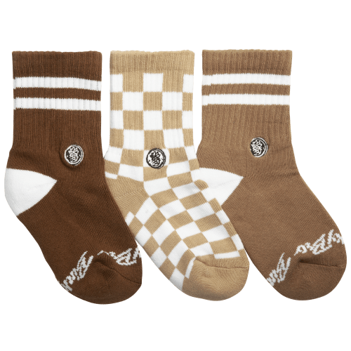 3-Pack Brownie Checks socks: Toddler (12 months - 3 years) - Wornwildboysapparel