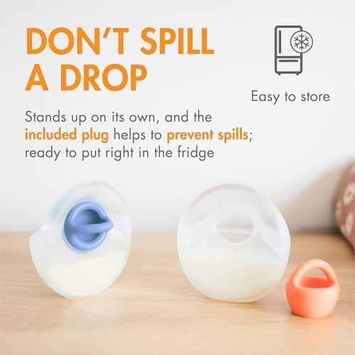 Boon Trove Silicone Manual Breast Pump Set - Hands Free Breast Milk Collector - Includes Polyester Travel Pouch - Breastfeeding Essentials - 2 Count