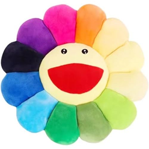 17" Sunflower Flower Plush Pillow,Smile Face Cushion Colorful Home Bedroom Decor