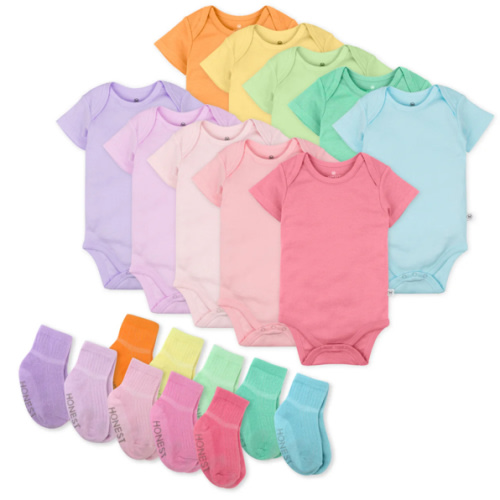 20-Pack Organic Cotton Short Sleeve Bodysuit & Sock Bundle | Honest Baby Clothing