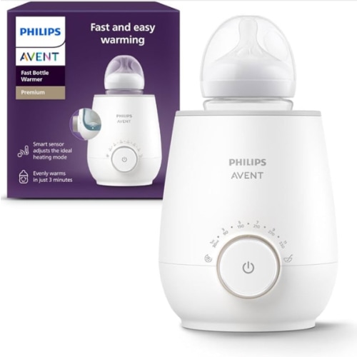 Philips Avent Premium Fast Bottle Warmer, with Smart Temperature Control, Water Bath Technology, Automatic Shut-Off, Model SCF358